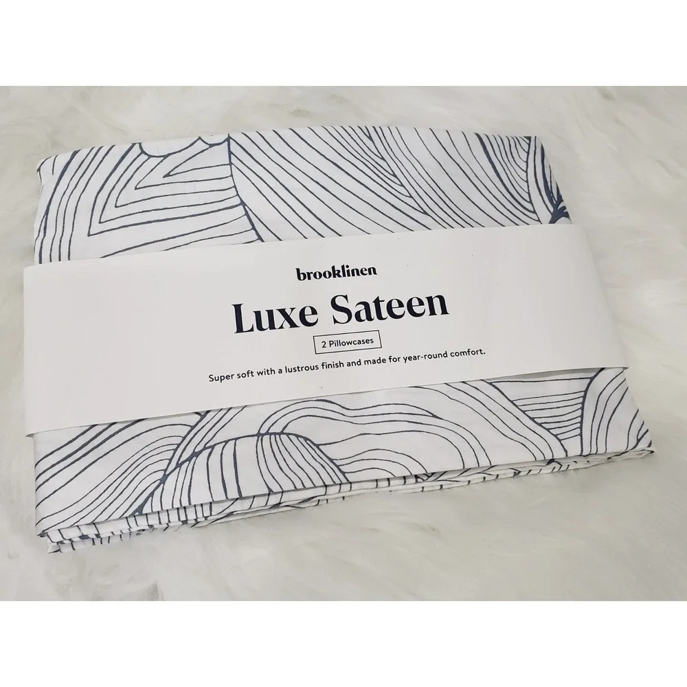 NEVER USED ONE PIECE Brooklinen Luxe Sateen Pillowcases Standard Oyster Storm